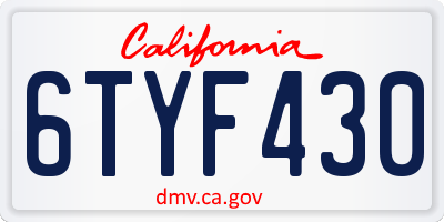 CA license plate 6TYF430