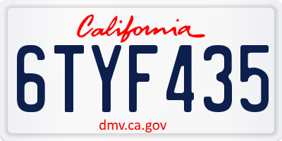 CA license plate 6TYF435