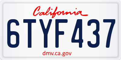 CA license plate 6TYF437
