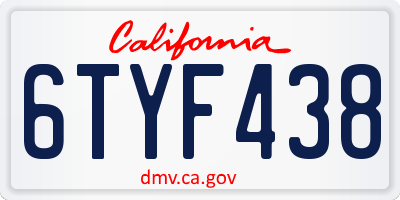 CA license plate 6TYF438