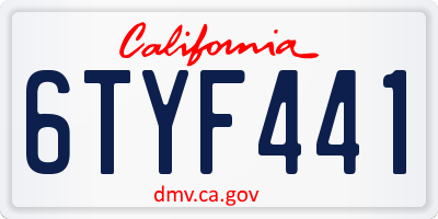 CA license plate 6TYF441