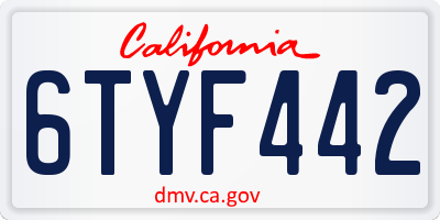 CA license plate 6TYF442