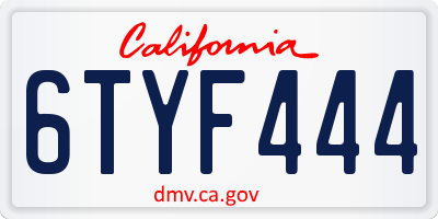 CA license plate 6TYF444