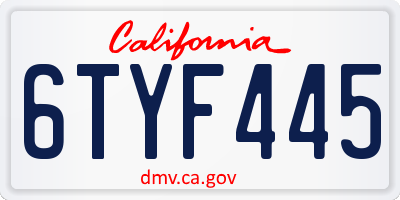 CA license plate 6TYF445
