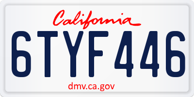 CA license plate 6TYF446