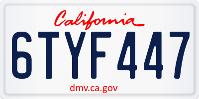 CA license plate 6TYF447