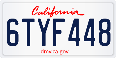CA license plate 6TYF448