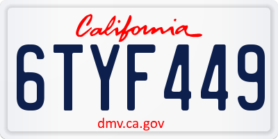 CA license plate 6TYF449
