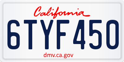 CA license plate 6TYF450