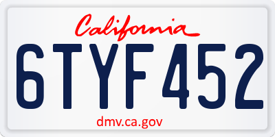 CA license plate 6TYF452