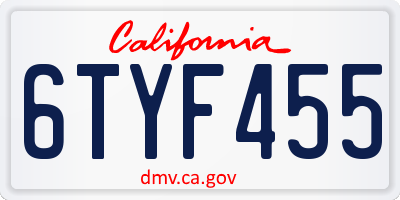 CA license plate 6TYF455