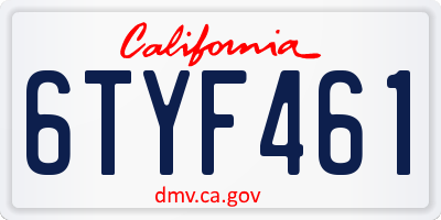 CA license plate 6TYF461