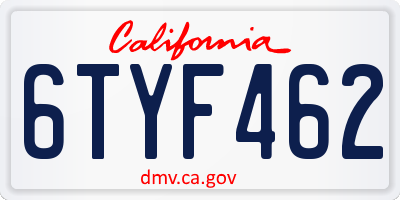 CA license plate 6TYF462