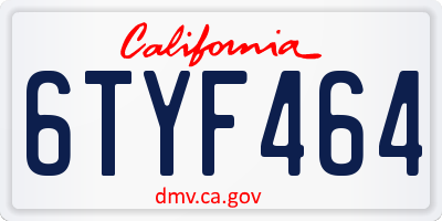 CA license plate 6TYF464