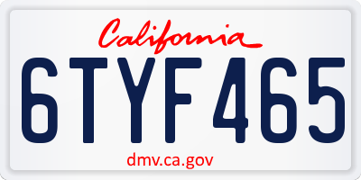 CA license plate 6TYF465