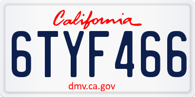 CA license plate 6TYF466