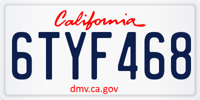 CA license plate 6TYF468