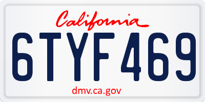 CA license plate 6TYF469
