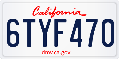 CA license plate 6TYF470