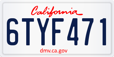 CA license plate 6TYF471