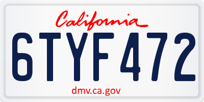 CA license plate 6TYF472