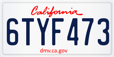 CA license plate 6TYF473