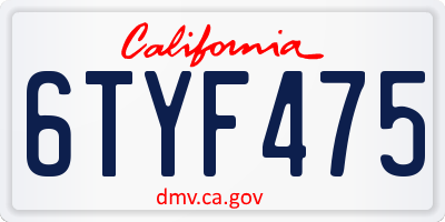 CA license plate 6TYF475