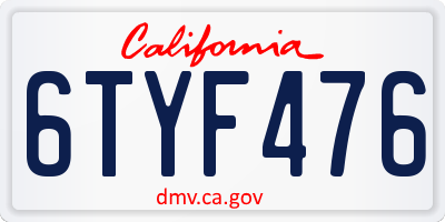 CA license plate 6TYF476