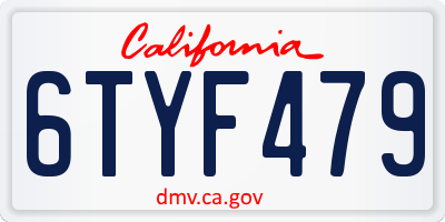 CA license plate 6TYF479