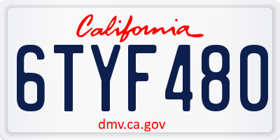 CA license plate 6TYF480