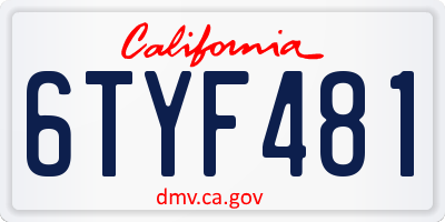 CA license plate 6TYF481