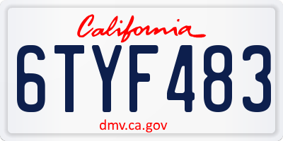 CA license plate 6TYF483