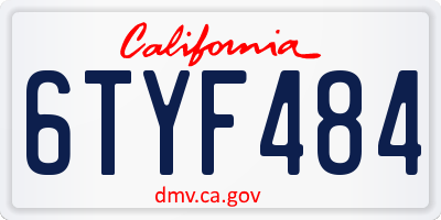 CA license plate 6TYF484