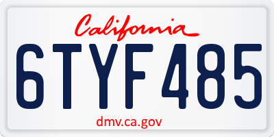 CA license plate 6TYF485