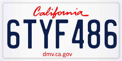 CA license plate 6TYF486