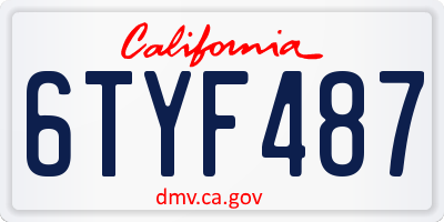 CA license plate 6TYF487