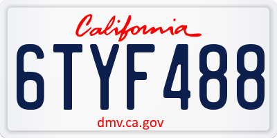 CA license plate 6TYF488