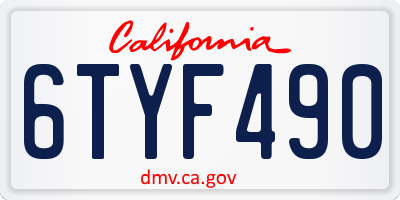 CA license plate 6TYF490
