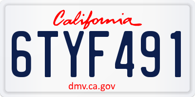 CA license plate 6TYF491