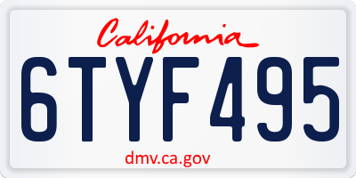 CA license plate 6TYF495