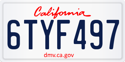 CA license plate 6TYF497