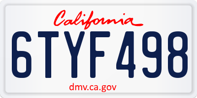CA license plate 6TYF498