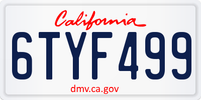 CA license plate 6TYF499