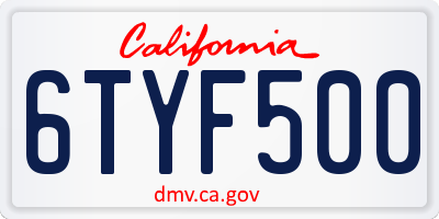 CA license plate 6TYF500