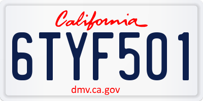 CA license plate 6TYF501