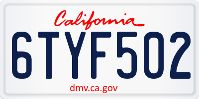 CA license plate 6TYF502