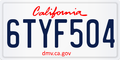 CA license plate 6TYF504