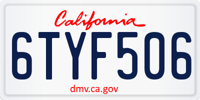 CA license plate 6TYF506