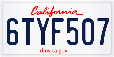 CA license plate 6TYF507