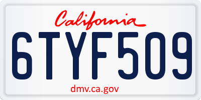 CA license plate 6TYF509